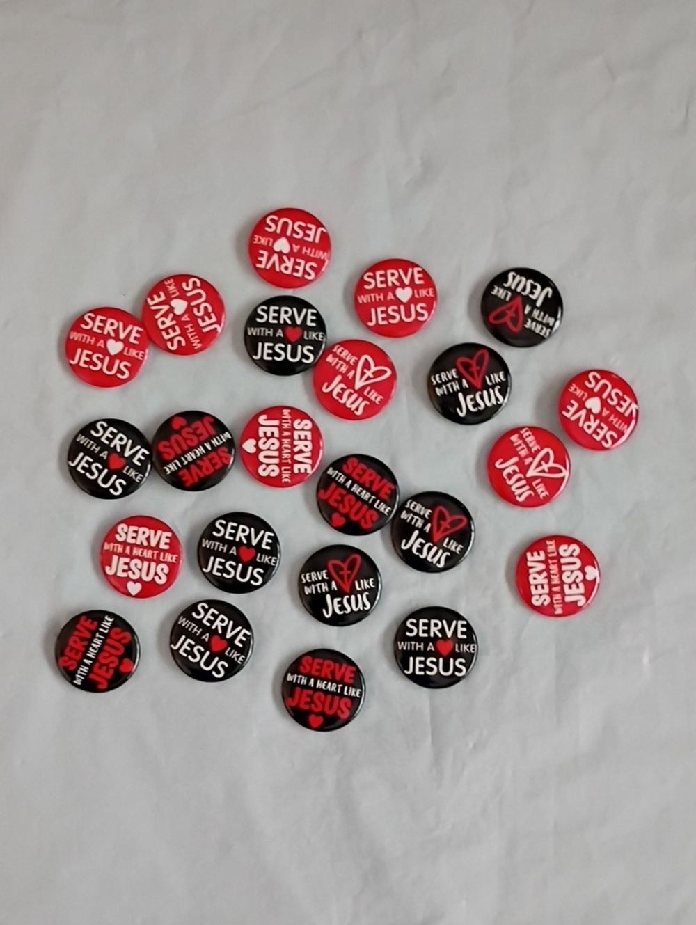 Faith Christian Pins Heart Like Jesus Round Button Pins - Red & Black 24pc 🎁